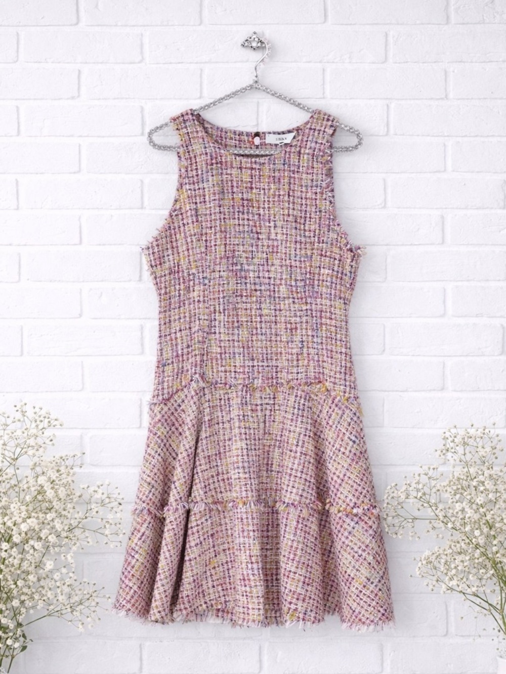 Likely Pink Multi Tweed Mini A Line Dress Size 8 - Picture 12 of 12